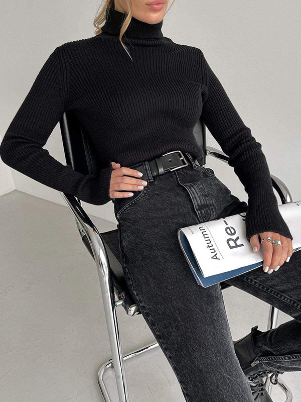 Celeste™ - Ribbed Turtleneck Knit Sweater