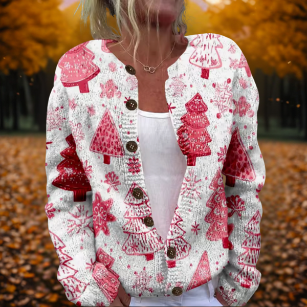 Joy™ - Cheerful Pink Festive Cardigan