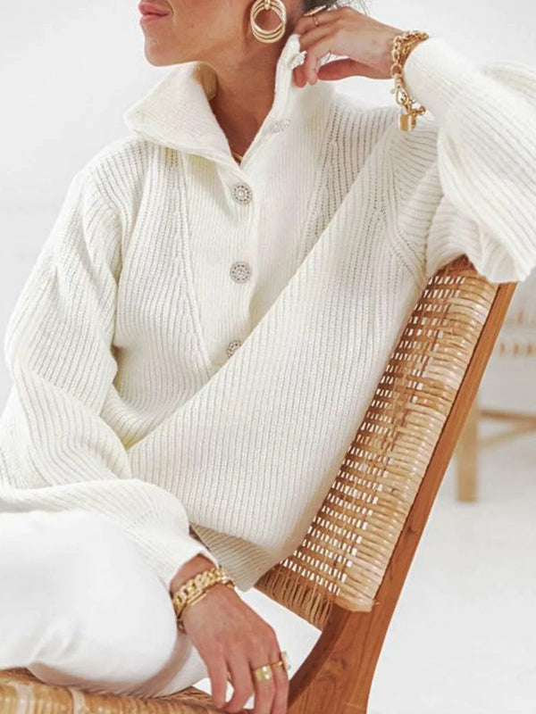 Cassie™ - Button-Up High-Neck Sweater