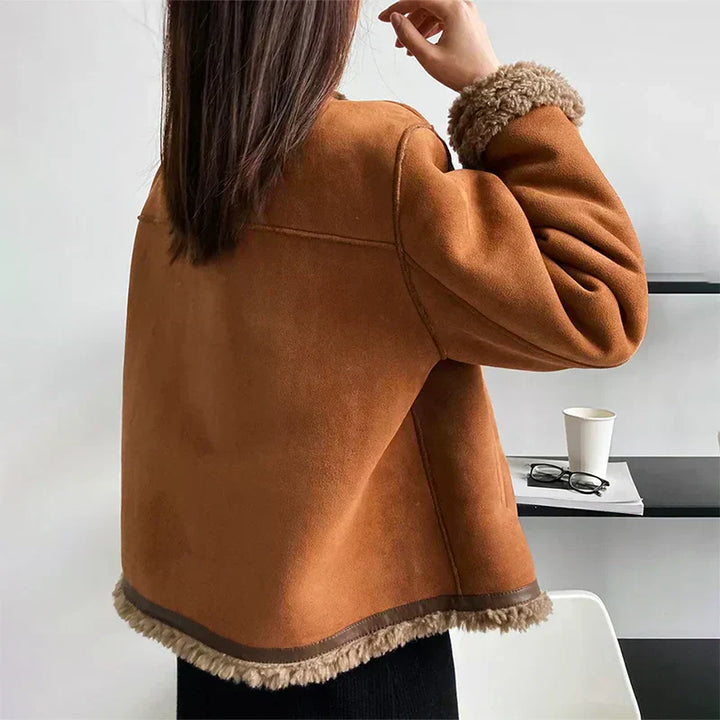 Aria™ - Chic Button-Up Faux Fur Jacket