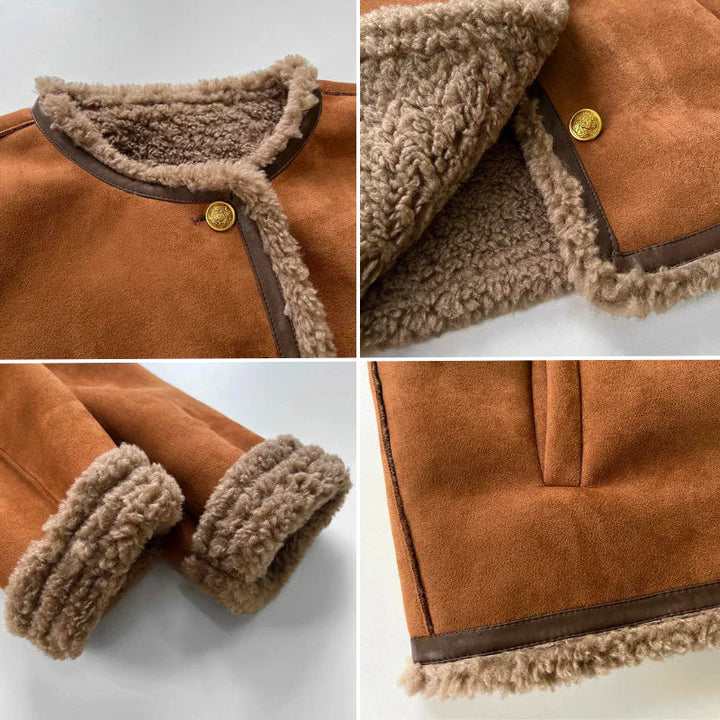 Aria™ - Chic Button-Up Faux Fur Jacket