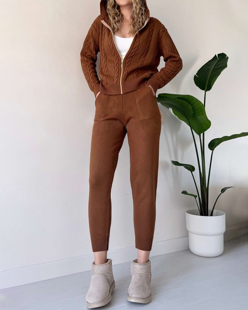 Ania™ - Casual Twist Jacquard Two-Piece Set