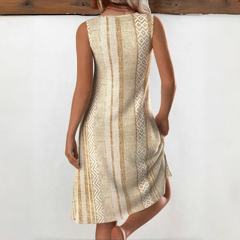 Elinor™ - Sleeveless Day Dress in Earth Tones