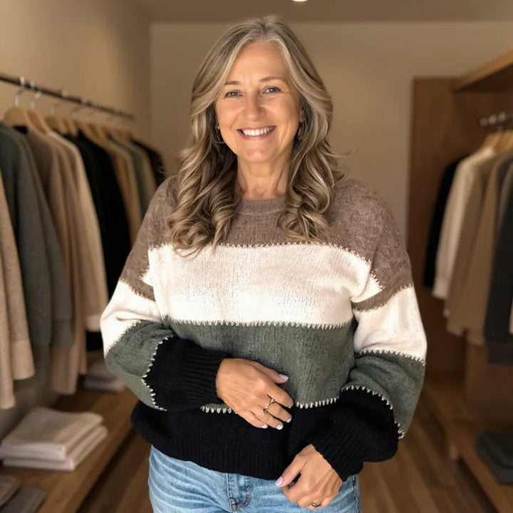 The Linda Sweater™ - Cozy Colorblock Design