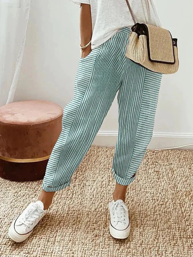 Cajsa™ - Striped Cotton Trousers