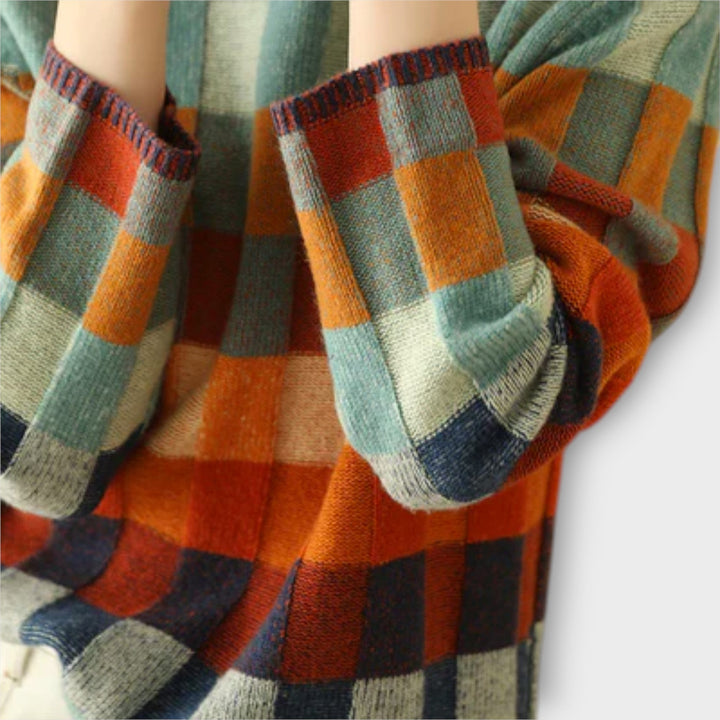 Erika™ - Vibrant Patchwork Turtleneck