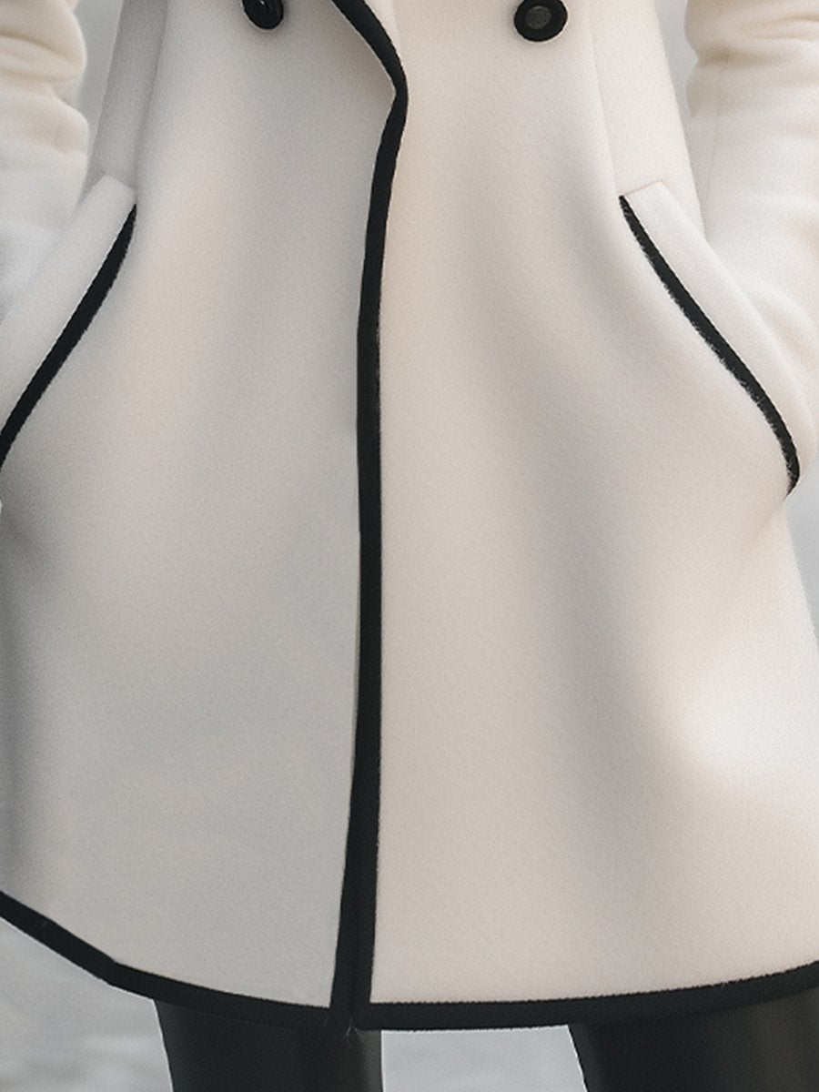 Jasmine™ - Chic Double-Breasted Coat with Contrast Detailing