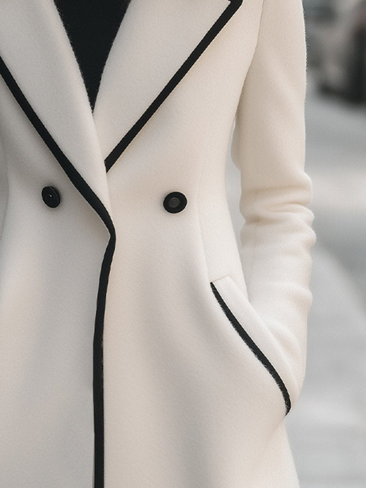 Jasmine™ - Chic Double-Breasted Coat with Contrast Detailing