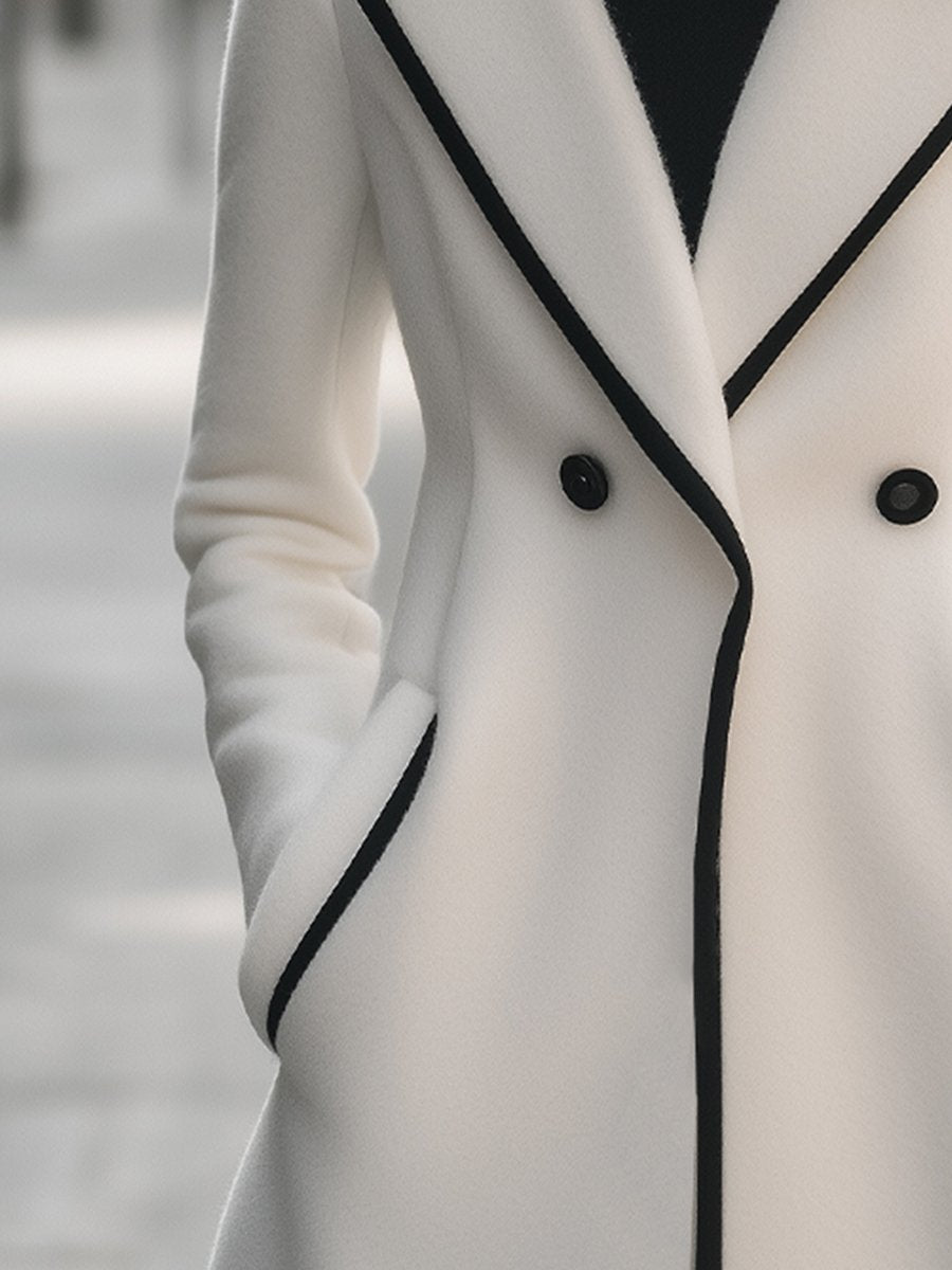 Jasmine™ - Chic Double-Breasted Coat with Contrast Detailing