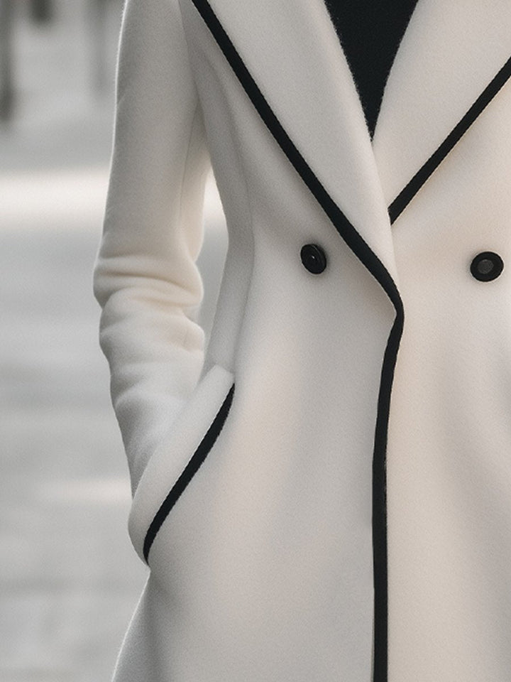 Jasmine™ - Chic Double-Breasted Coat with Contrast Detailing