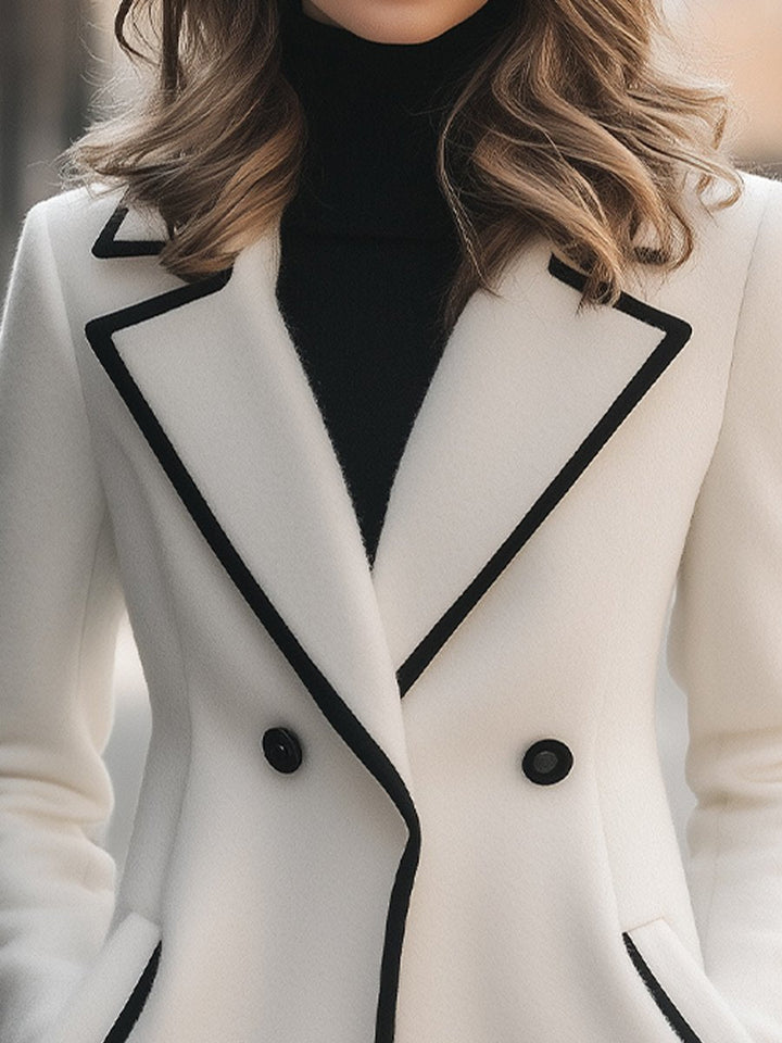 Jasmine™ - Chic Double-Breasted Coat with Contrast Detailing