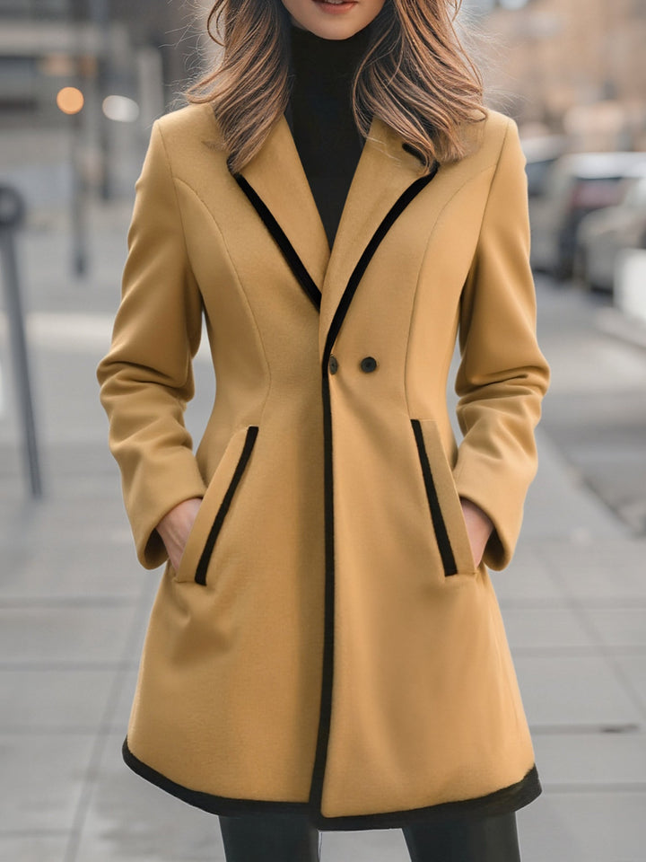 Jasmine™ - Chic Double-Breasted Coat with Contrast Detailing
