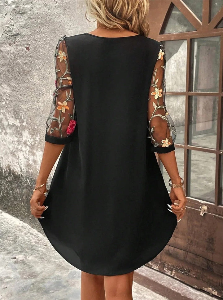 Mattie™ - Chic Sheer-Sleeve Mini Dress