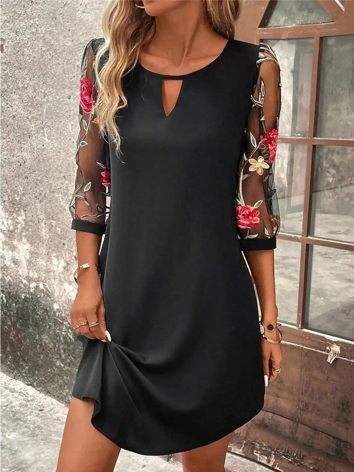 Mattie™ - Chic Sheer-Sleeve Mini Dress