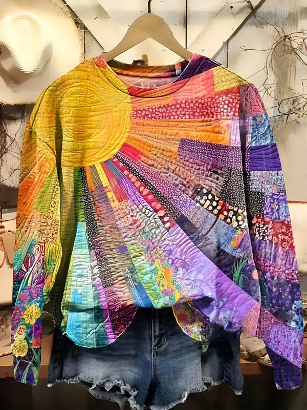 Quirine™ - Vibrant Sun Collage Sweatshirt