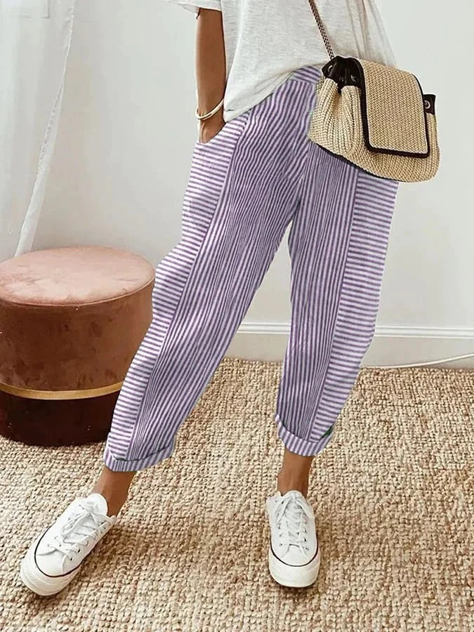 Cajsa™ - Striped Cotton Trousers