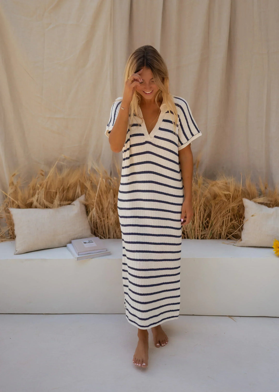 Helen™ - Timeless Striped Knit Summer Dress