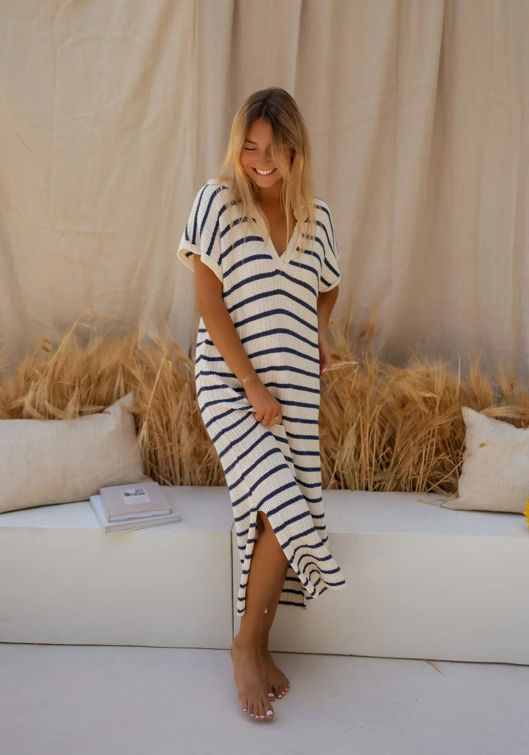 Helen™ - Timeless Striped Knit Summer Dress
