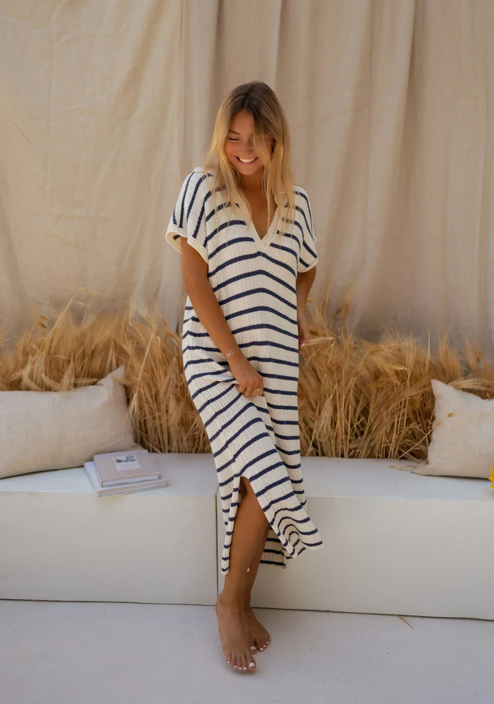 Helen™ - Timeless Striped Knit Summer Dress
