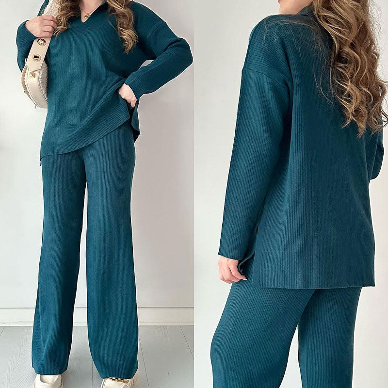 Erin™ - Relaxed V-Neck Two-Piece Ensemble