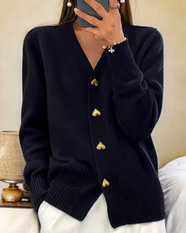 Adele™ - Chic Heart Button Cardigan