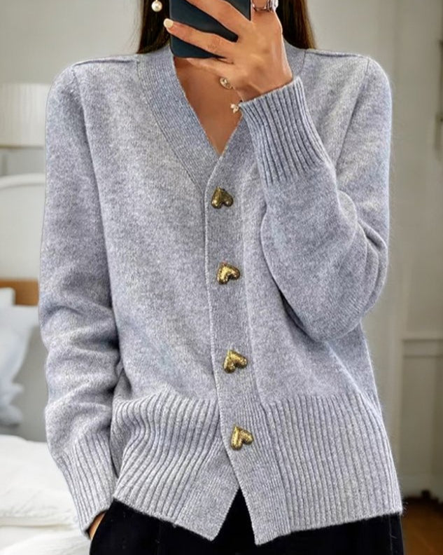 Adele™ - Chic Heart Button Cardigan