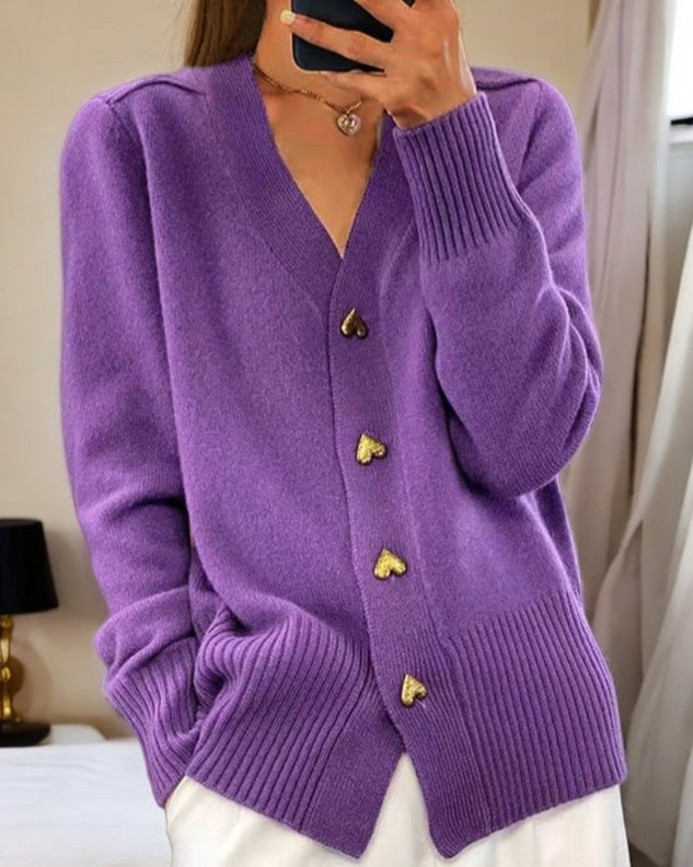 Adele™ - Chic Heart Button Cardigan