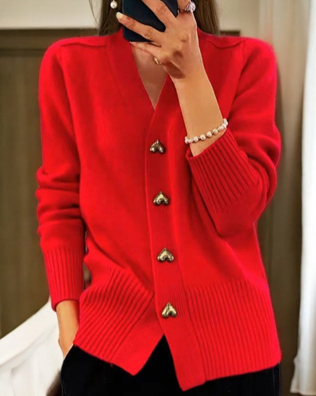 Adele™ - Chic Heart Button Cardigan