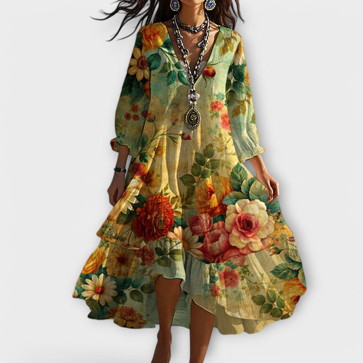 Delilah™ - Elegant Floral Midi Dress